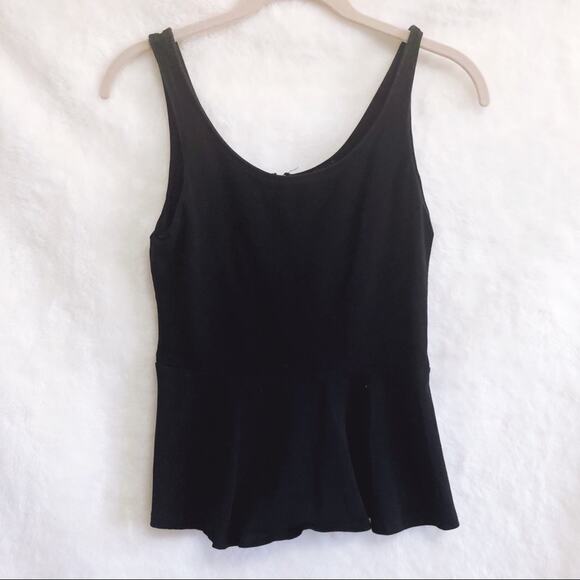 Express Tops - Express Black Babydoll Zip Sleeveless Tank Top